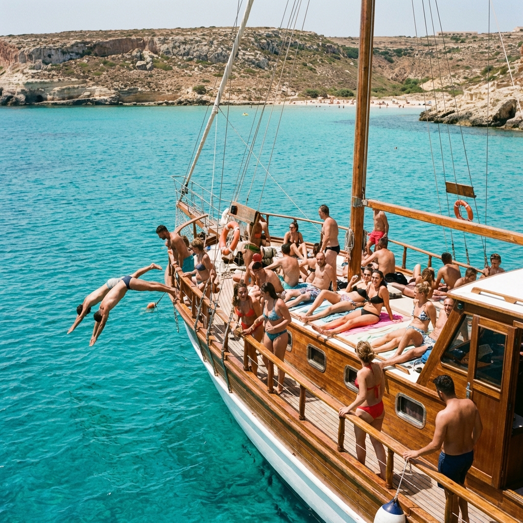 Escursione in barca lungo la costa di Lampedusa